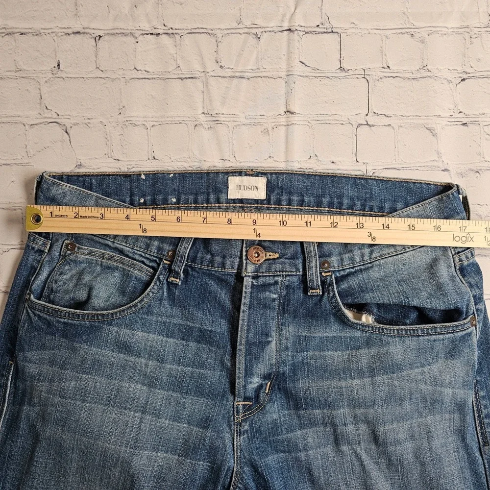 Hudson Byron Straight Leg Mens Blue Jeans‎ Button Fly NM255ZAH Size 34